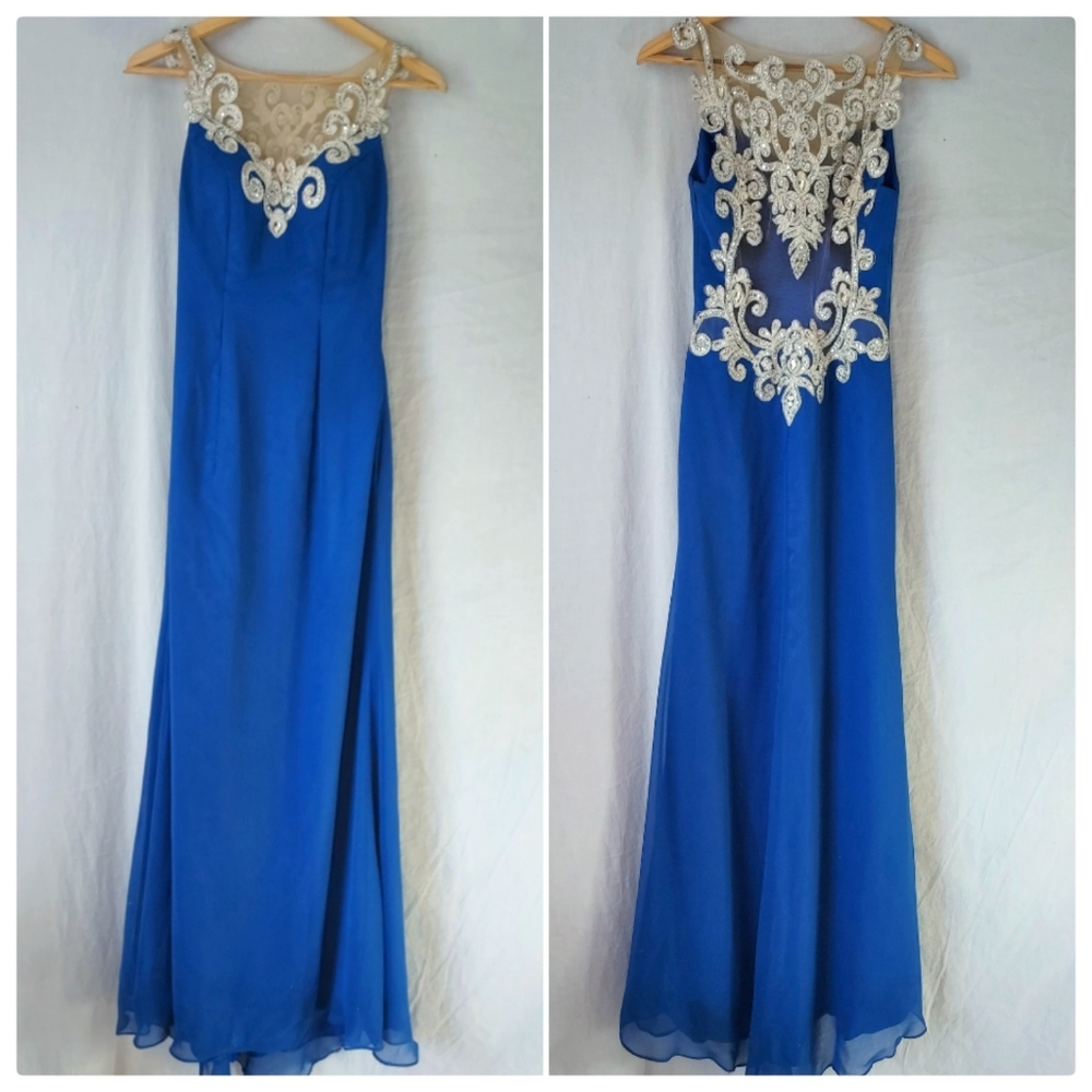 Vintage Royal Blue Embelled Gown by LARA